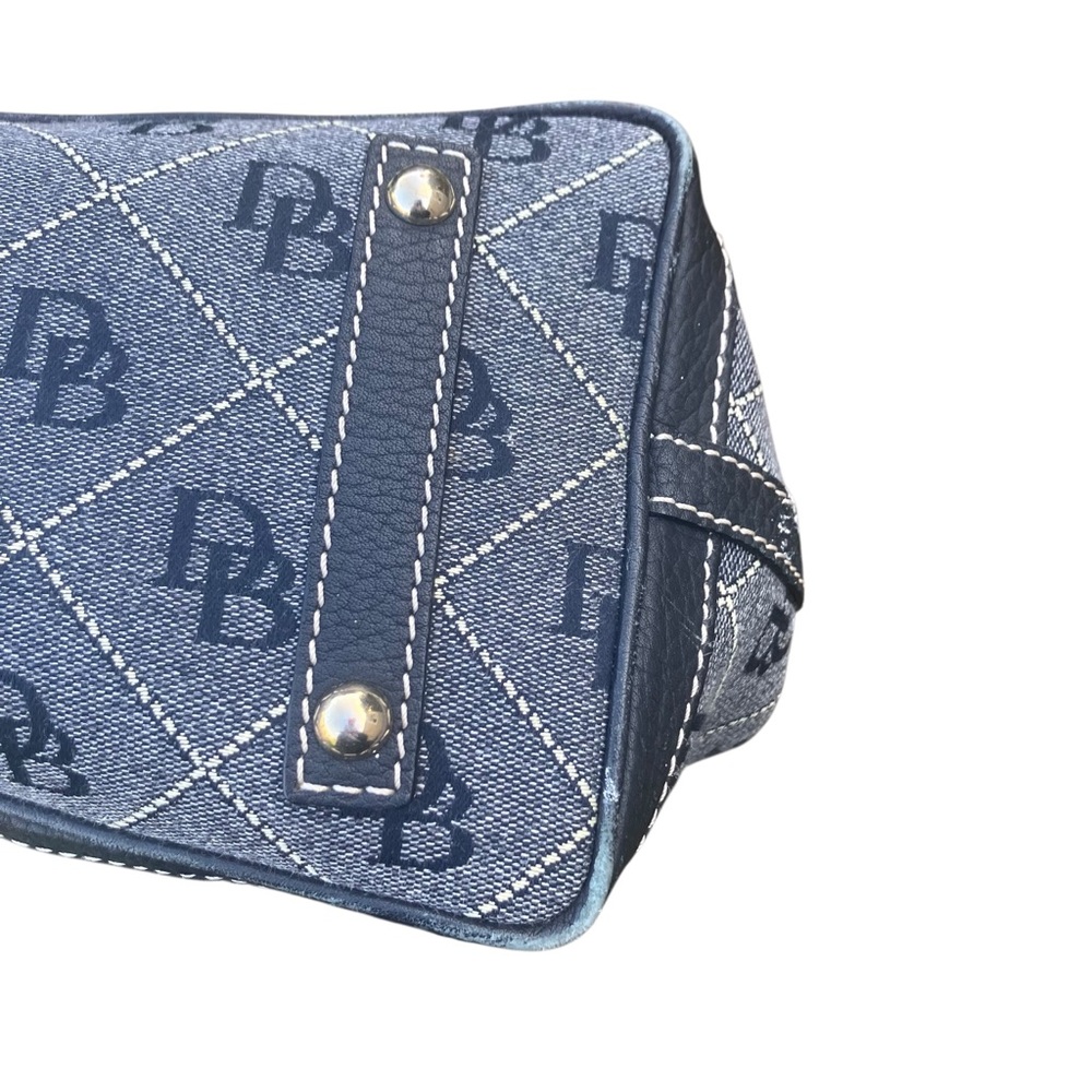 Dooney & Bourke Denim Logo Tote Pink Interior Gold Hardware Preppy Quiet Luxury - Picture 5 of 13